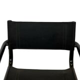 Vintage Black Leather & black frame Italian Modern Barstool