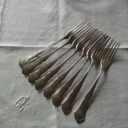 8 small numbered silver-plated forks Sorsakoski
