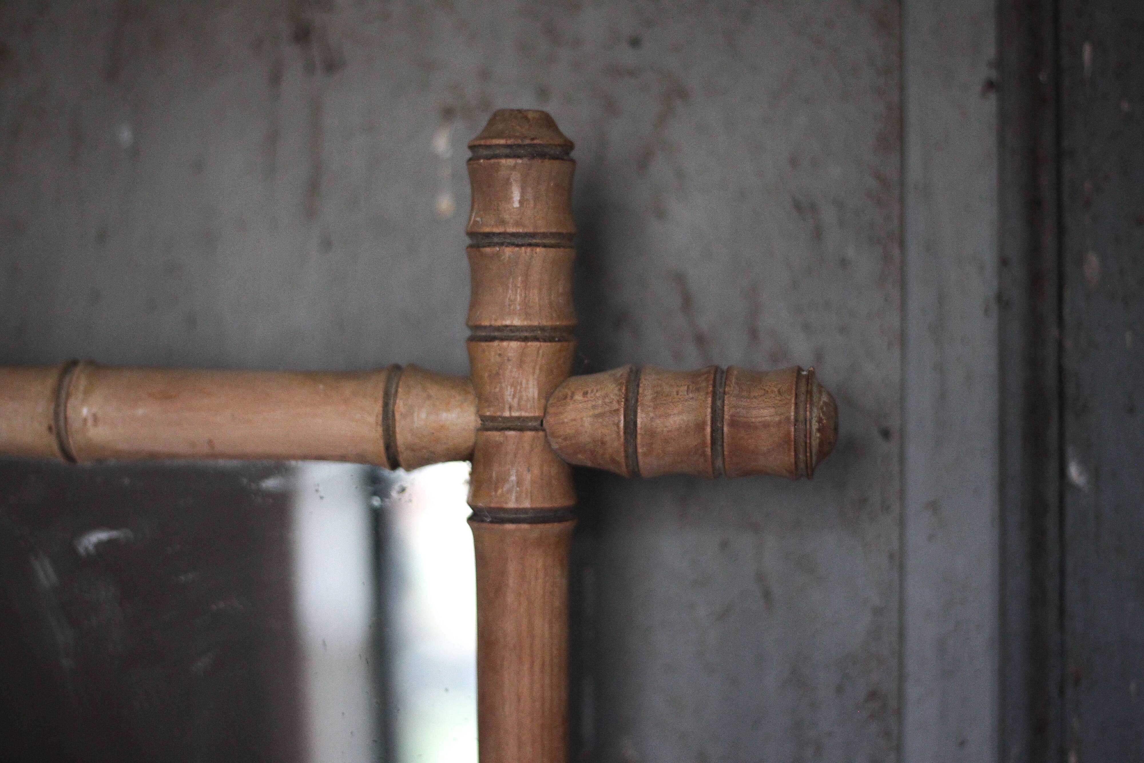 Bamboo imitation wood mirror, antique mirror, hanging mirror