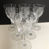 Set of six crystal port glasses from Lorraine