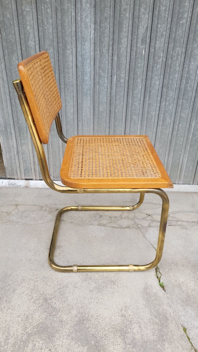 Marcel Breuer chair in cane model B32 vintage gold color