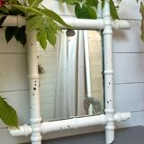 Ancien miroir en bois forme bambou