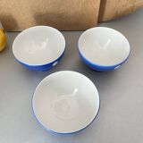 Anciens bols porcelaine Longchamp pois bleus