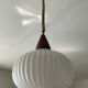 Louis Kalff pendant light in opaline and teak from the 1960s