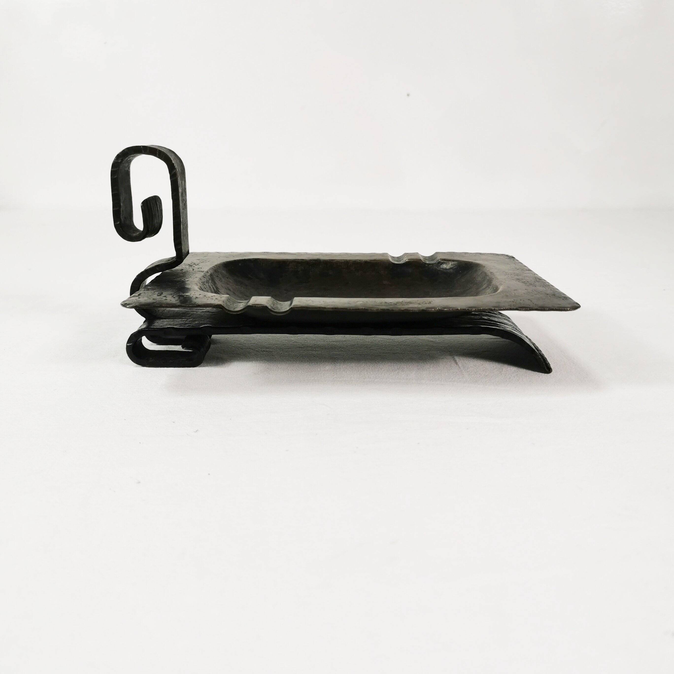 Hand-forged Brutalist-style study ashtray, Belgium, 1960s.