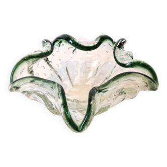 Bol / Vide Poche  à Volants en Verre Murano Bullicante