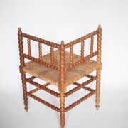 Wooden and caned corner chair, antique bobbin chair, occasional chair.