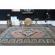1970s Turkish Oushak Handmade Wool Cotton Pink Blue Area Rug 196x286