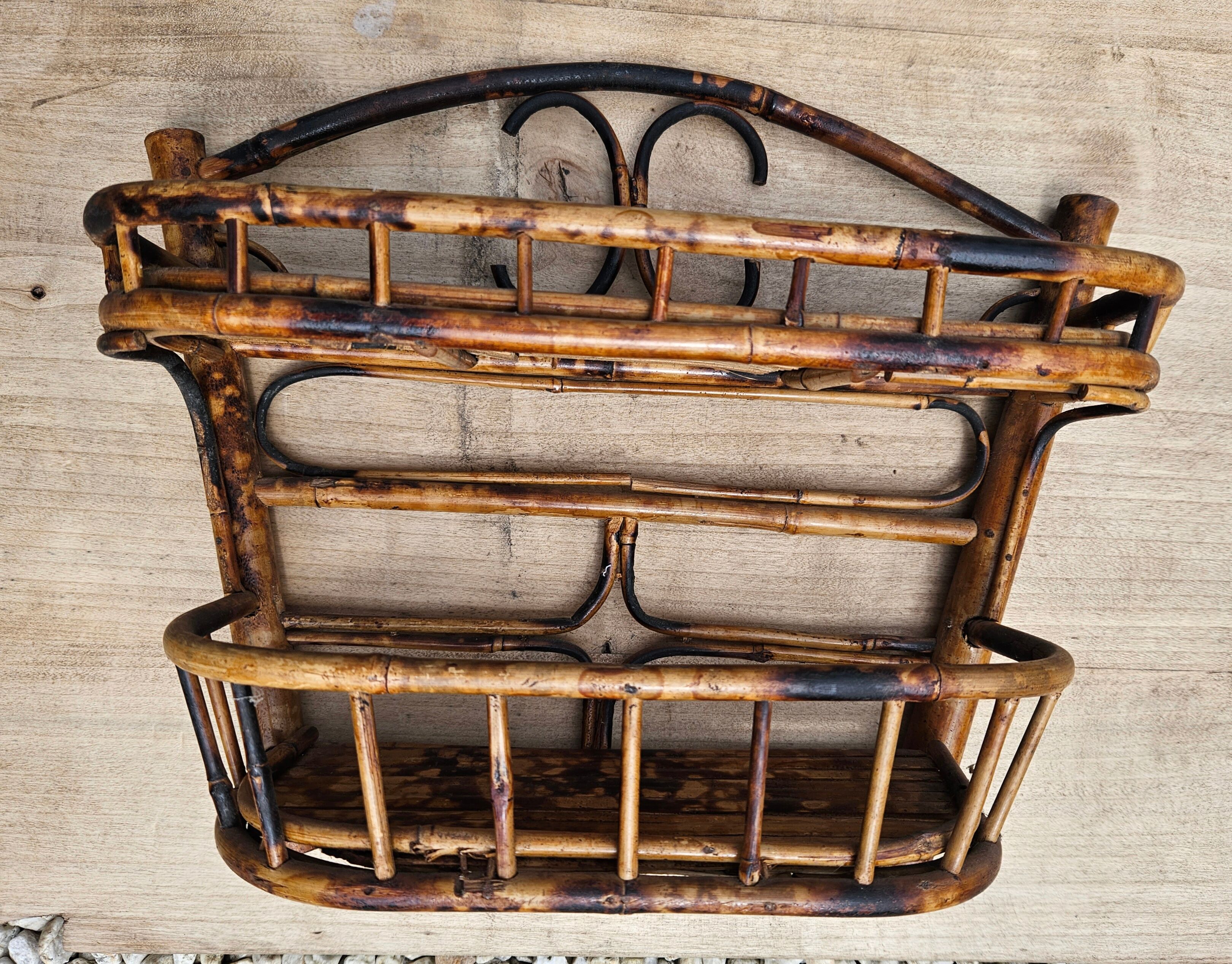 Wall shelf in vintage rattan