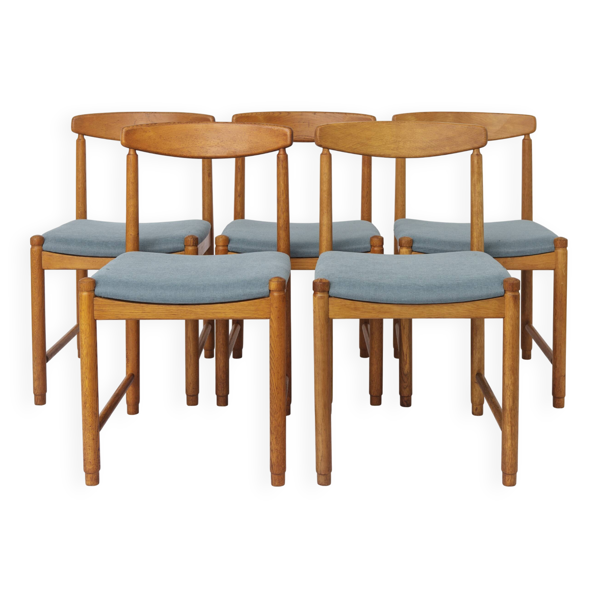Set of 5 Vintage Oak Dining Chairs Germany 1960s Mid Century Modern