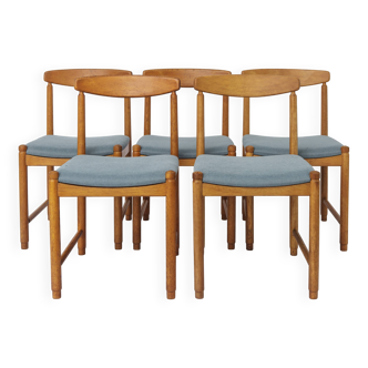 Set of 5 Vintage Oak Dining Chairs Germany 1960s Mid Century Modern