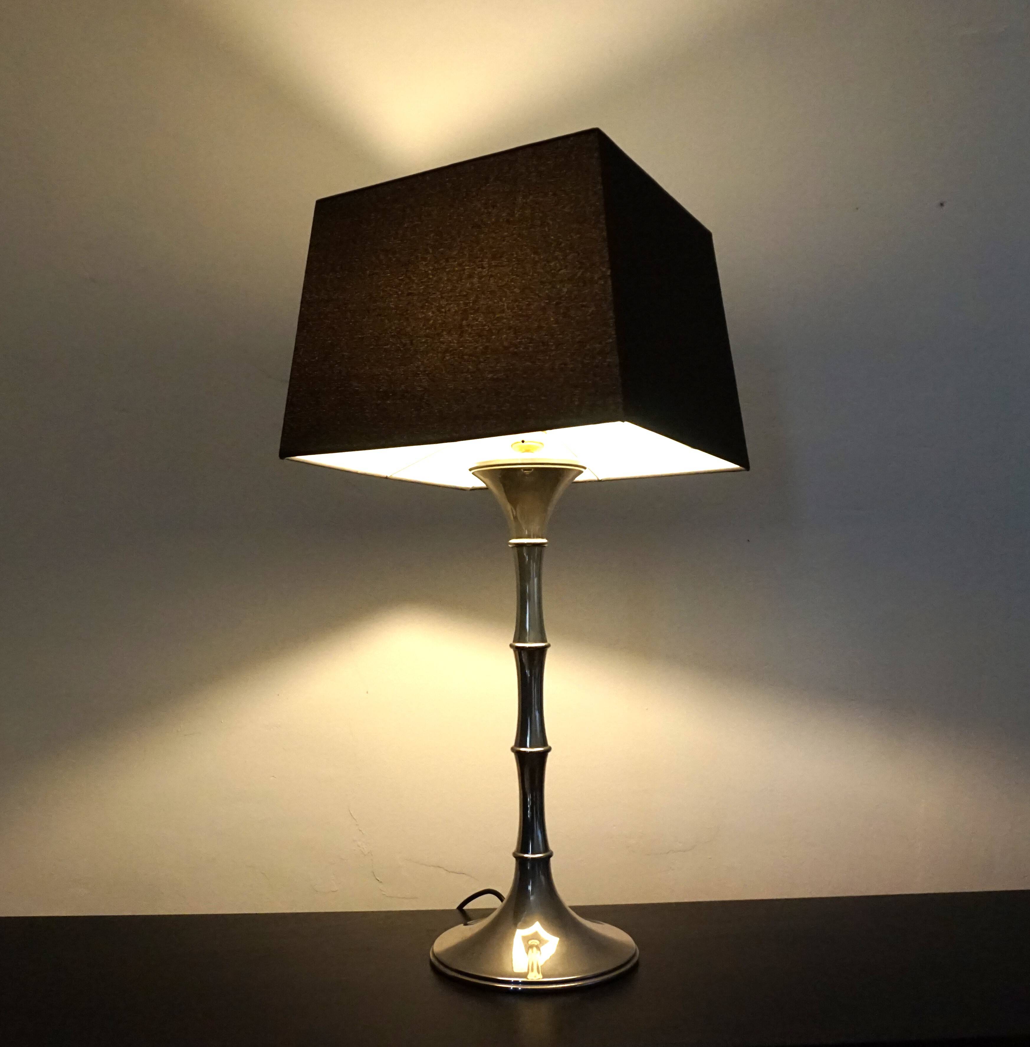Table lamp made of chrome-plated