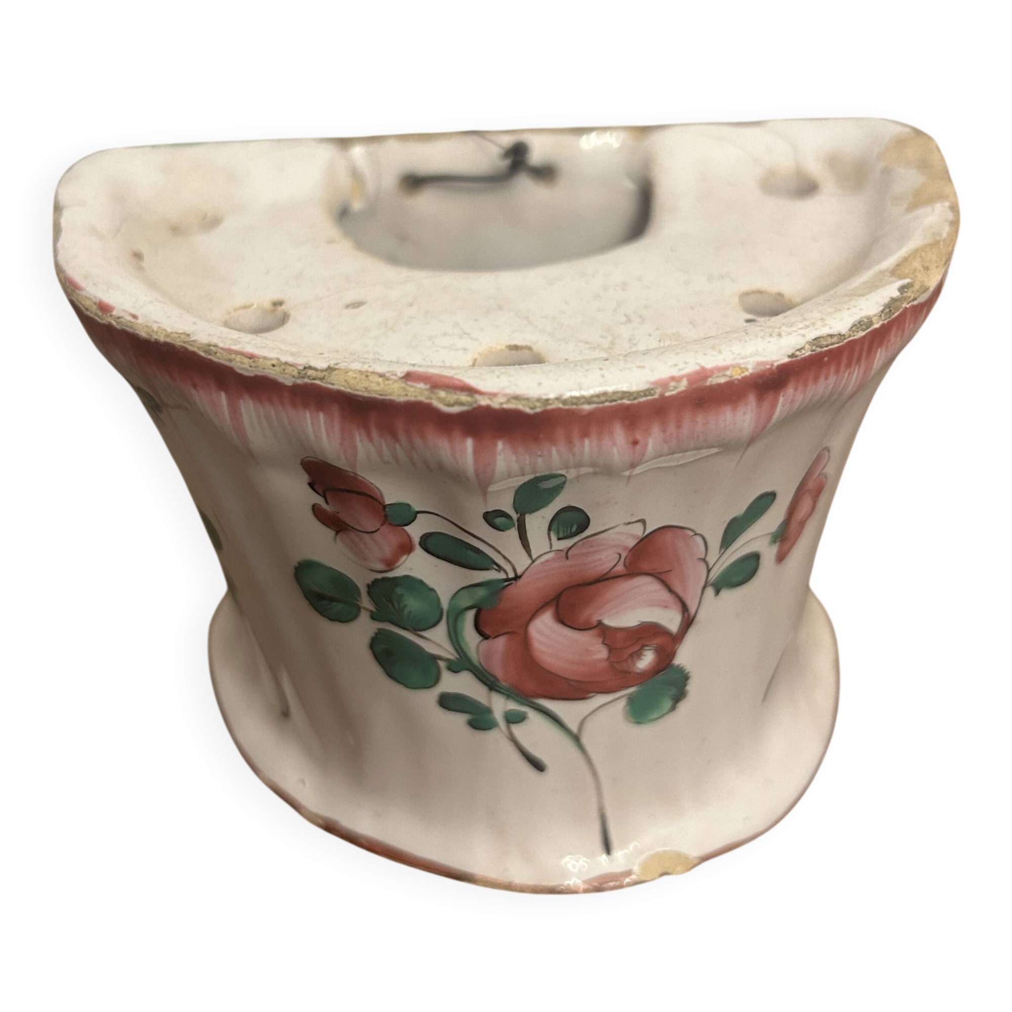 Wall vase in Islettes earthenware, 18th century