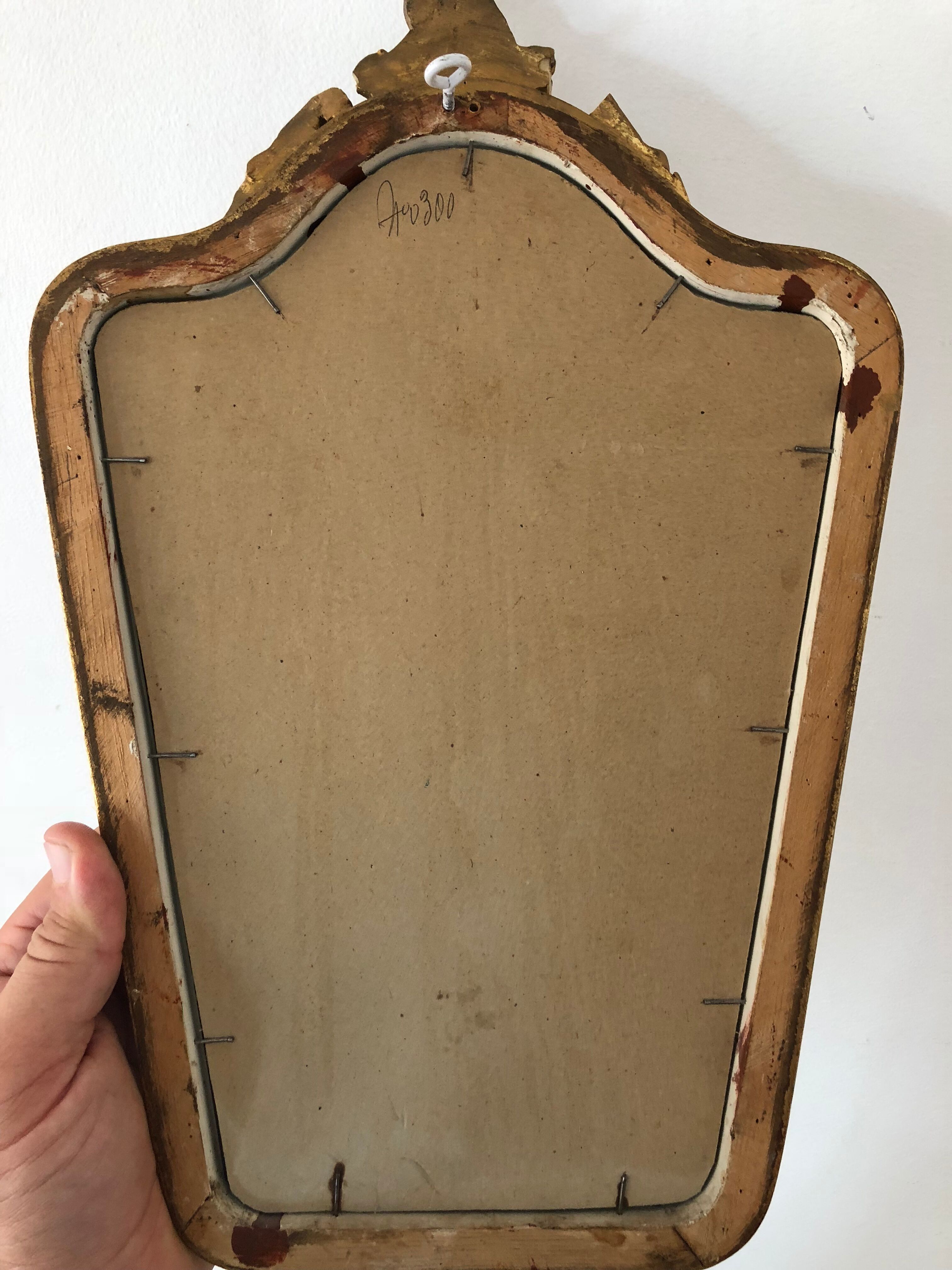 Miroir vintage en bois doré 30x15cm