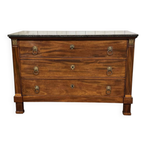Commode Empire en acajou - dessus marbre