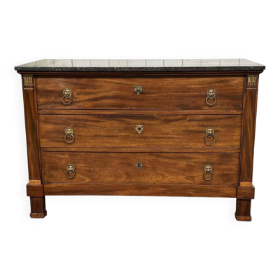 Commode Empire en acajou et dessus marbre XIXème
