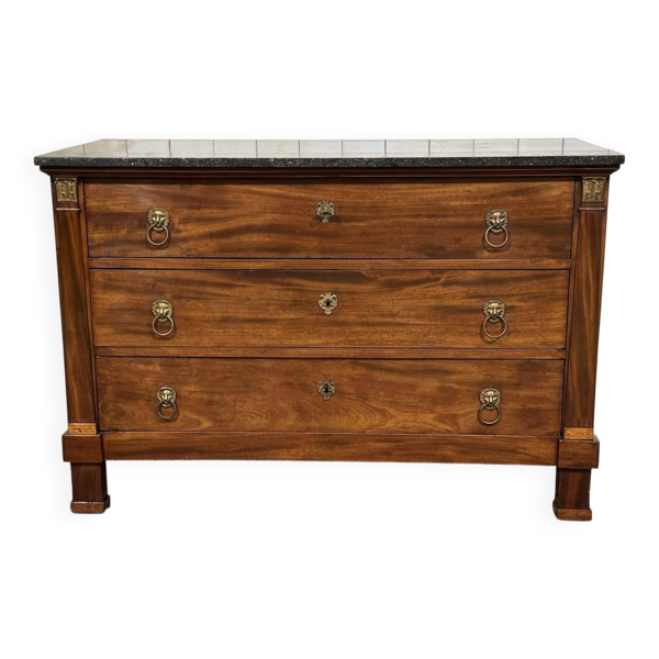 Commode Empire en acajou et dessus marbre XIXème