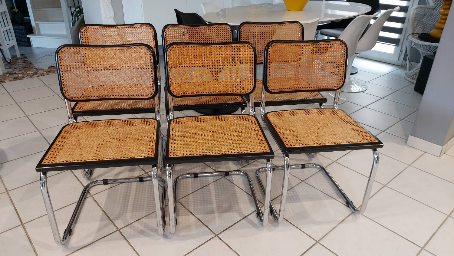 Suite de 6 chaises modèle Cesca B32 par Marcel Breuer vintage 1993