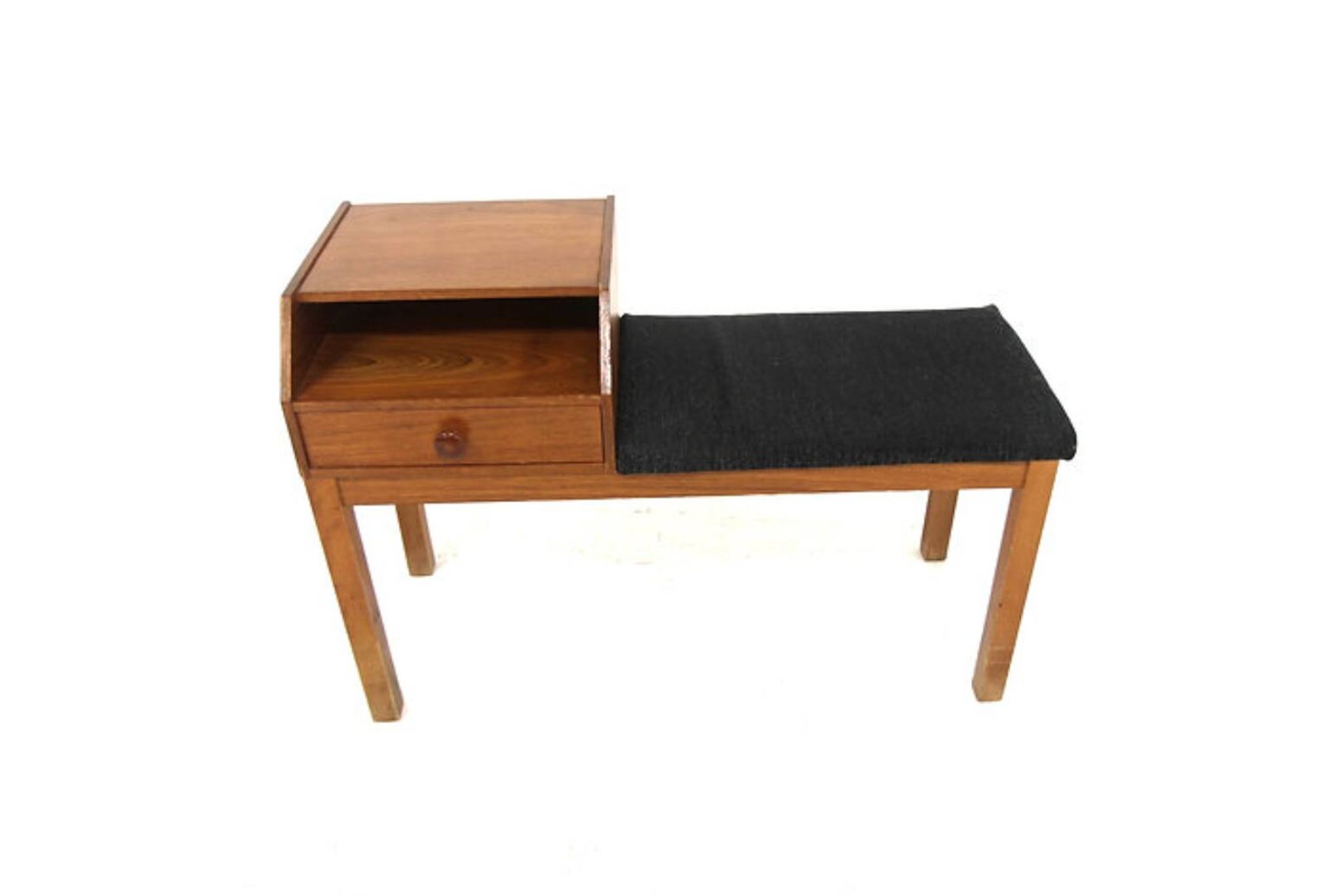 Banc-téléphone scandinave teck, Suède, 1960