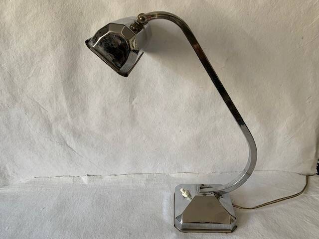 Art deco desk lamp in chrome metal, 1920