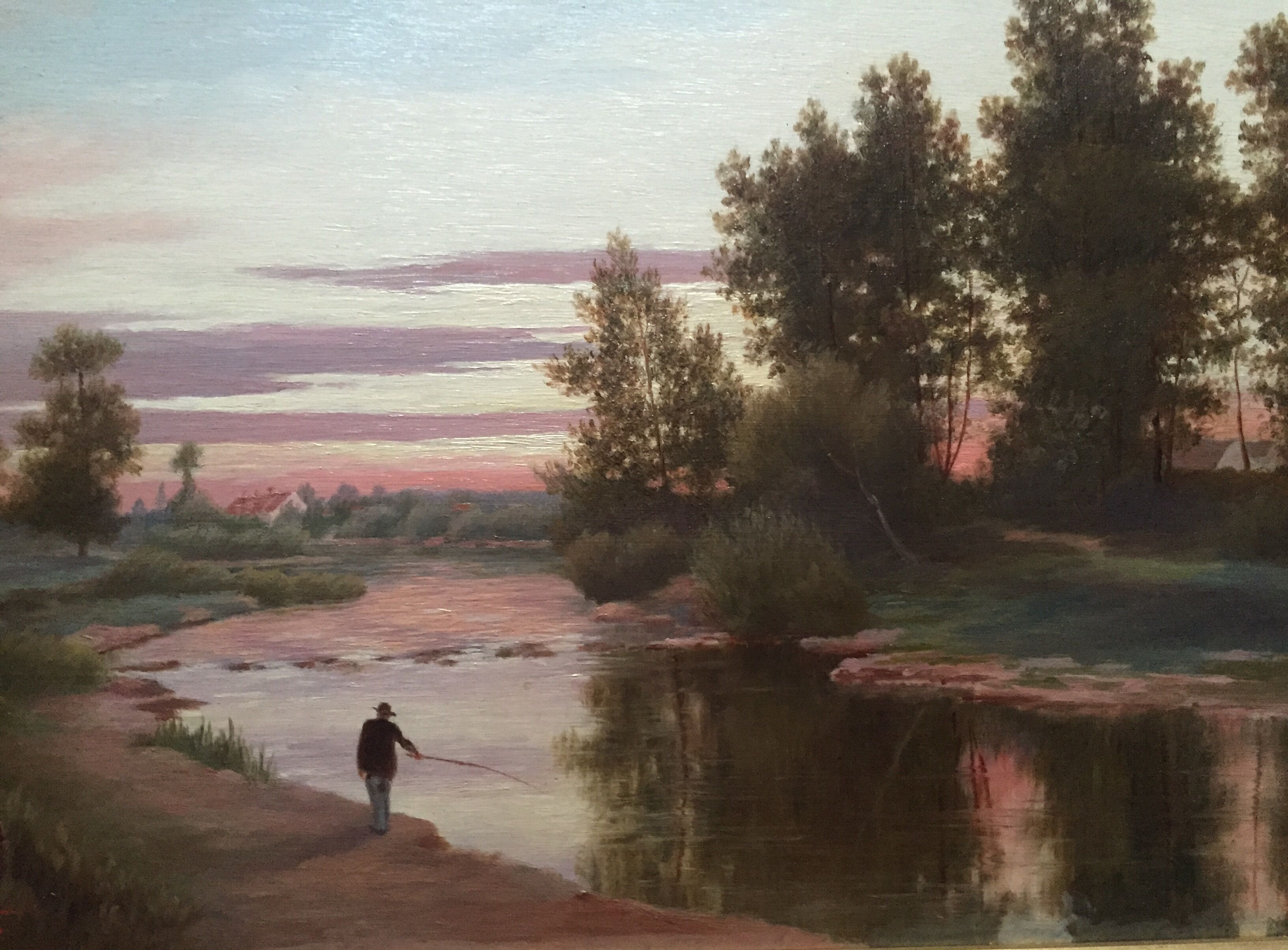 Oil on panel: The fisherman O.Paquet
