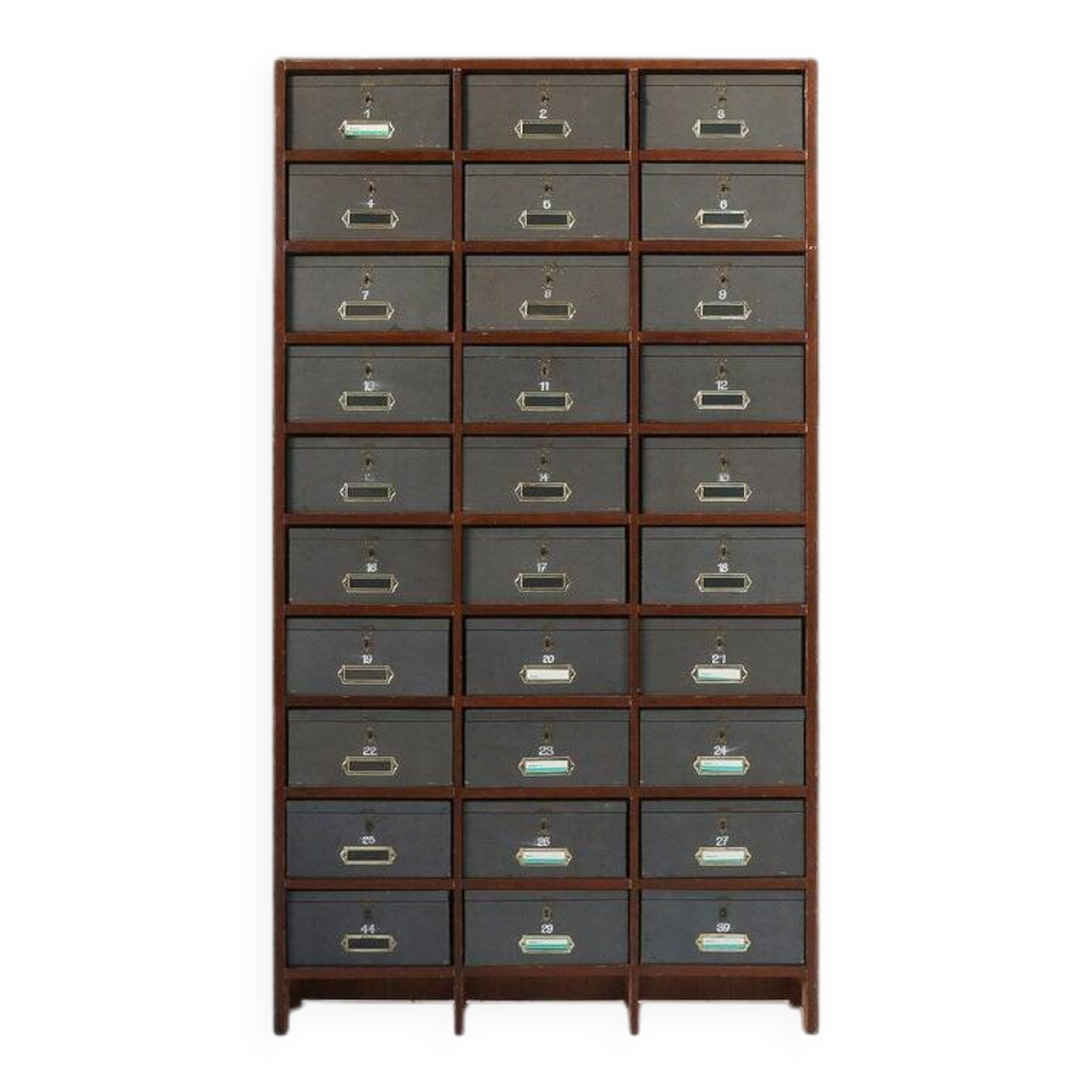 Industrial Filing Cabinet in Wood, Belgium 1920s