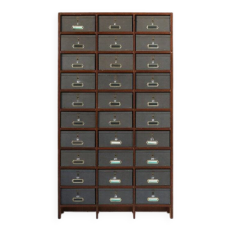 Industrial Filing Cabinet in Wood, Belgium 1920s