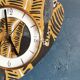 Vintage formica clock asymmetrical silent wall clock "Ochre gray black"