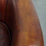 Sheepskin Leather Club Chair in a Cognac Tone