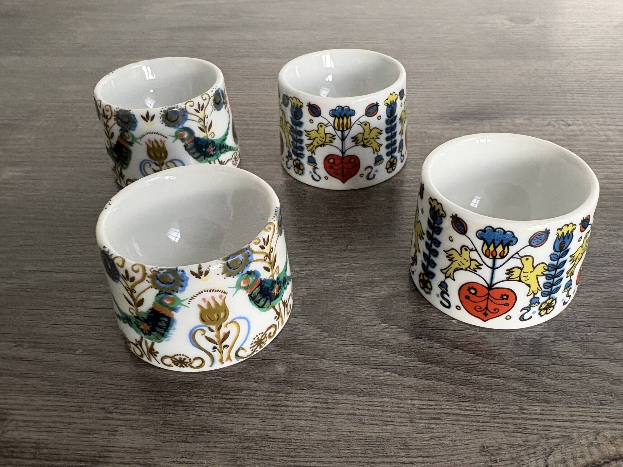 Vintage Bavaria Porcelain Egg Cups - 70's Folk Style