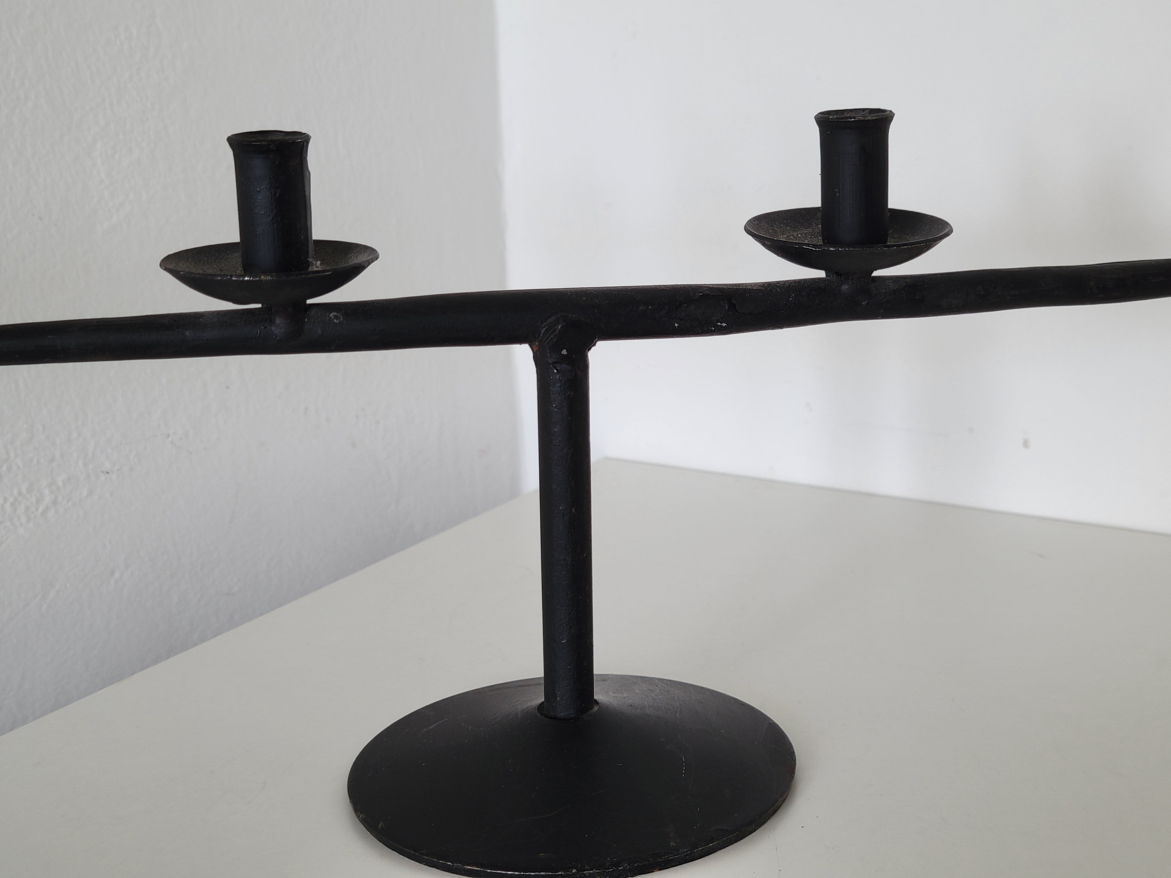 Brutalist candlestick candlestick with 4 metal branches