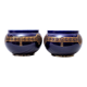Pair of pot covers - signed and numbered sarreguemines - dark cobalt blue - xixth