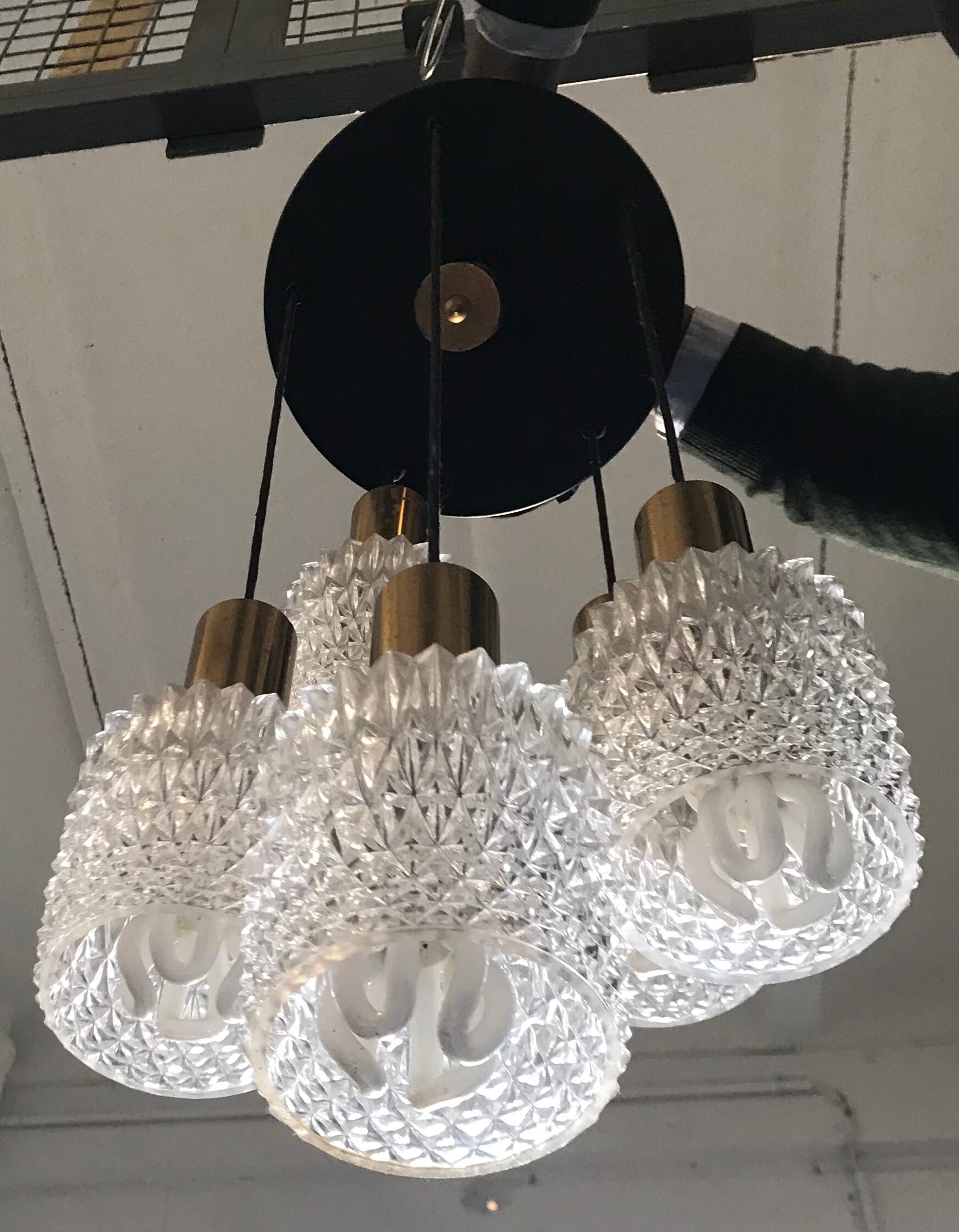 Brass chandelier and moulded glass 1960