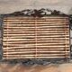 Metal and bamboo tray, vintage