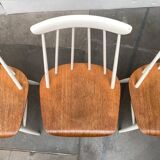 Teak mid-century table and Fanett chairs by Ilmari Tapiovaara for Asko, set of 5.