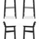 Set of 4 contemporary bar stools with black leather backrest and black rubber metal.