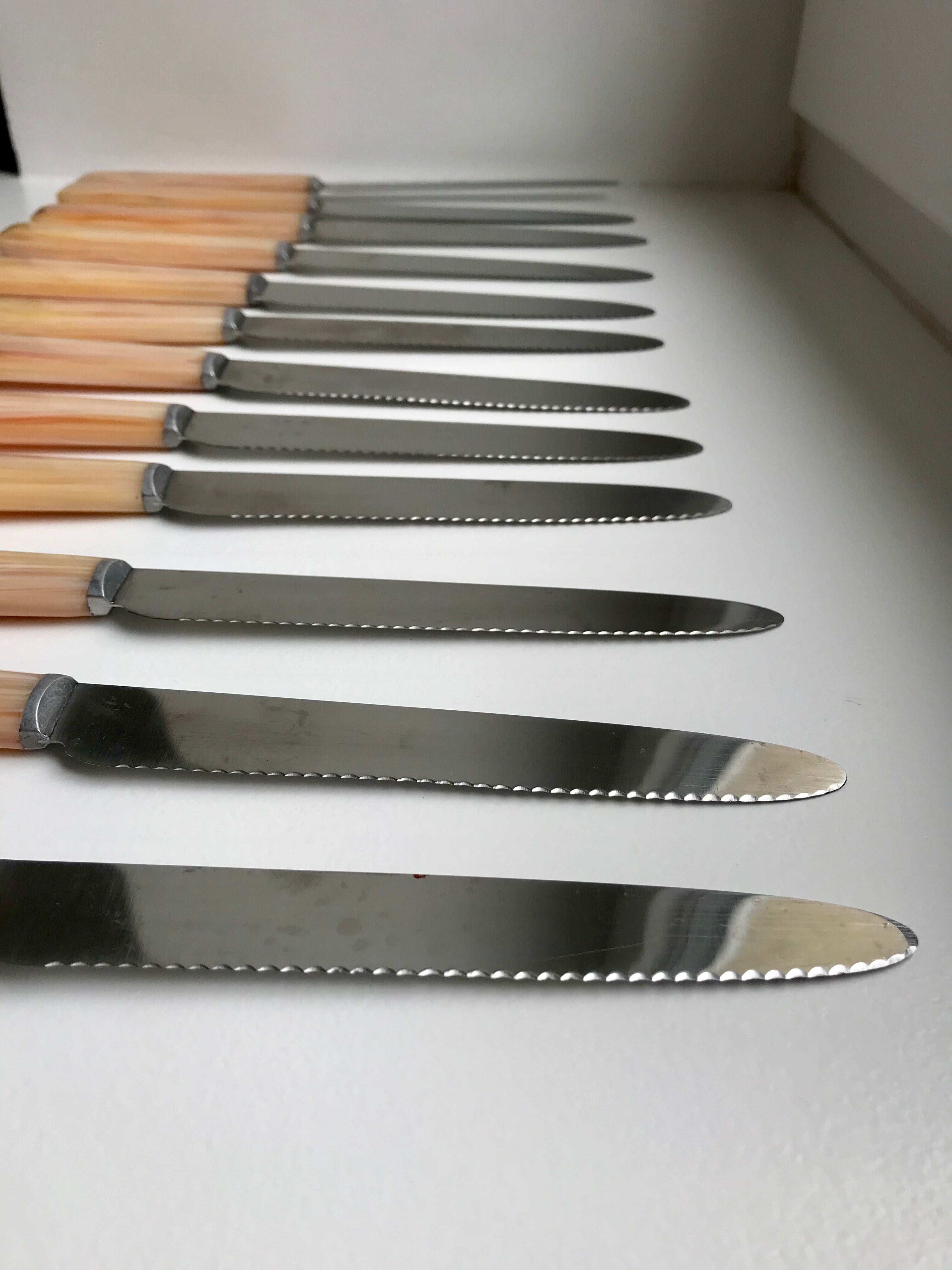 Set of 12 horn knives 50s-60s