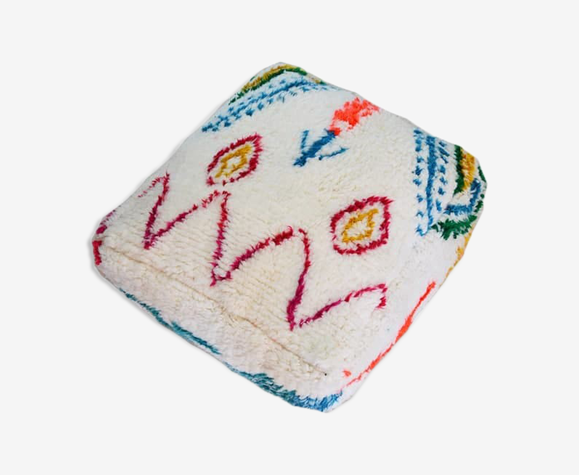 Pouf tapis marocain azilal en laine 60 x 60 x 20cm | Selency