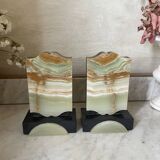 Art Deco onyx and marble bookends