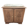 Ancien meuble chevet en bois et marbre