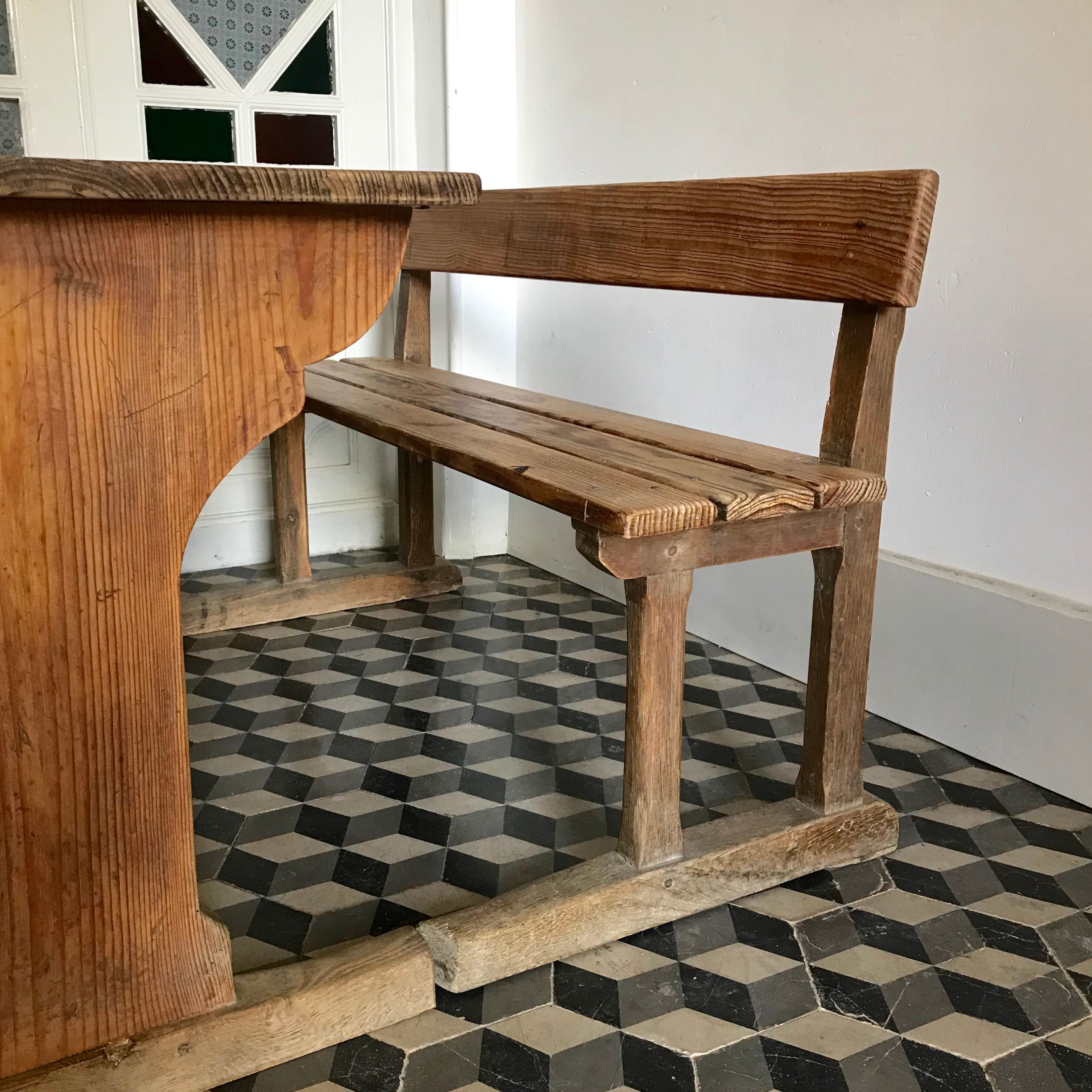Ancien bureau écolier double