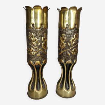 Pair of brass leaf sockets