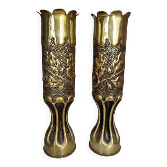 Pair of brass leaf sockets