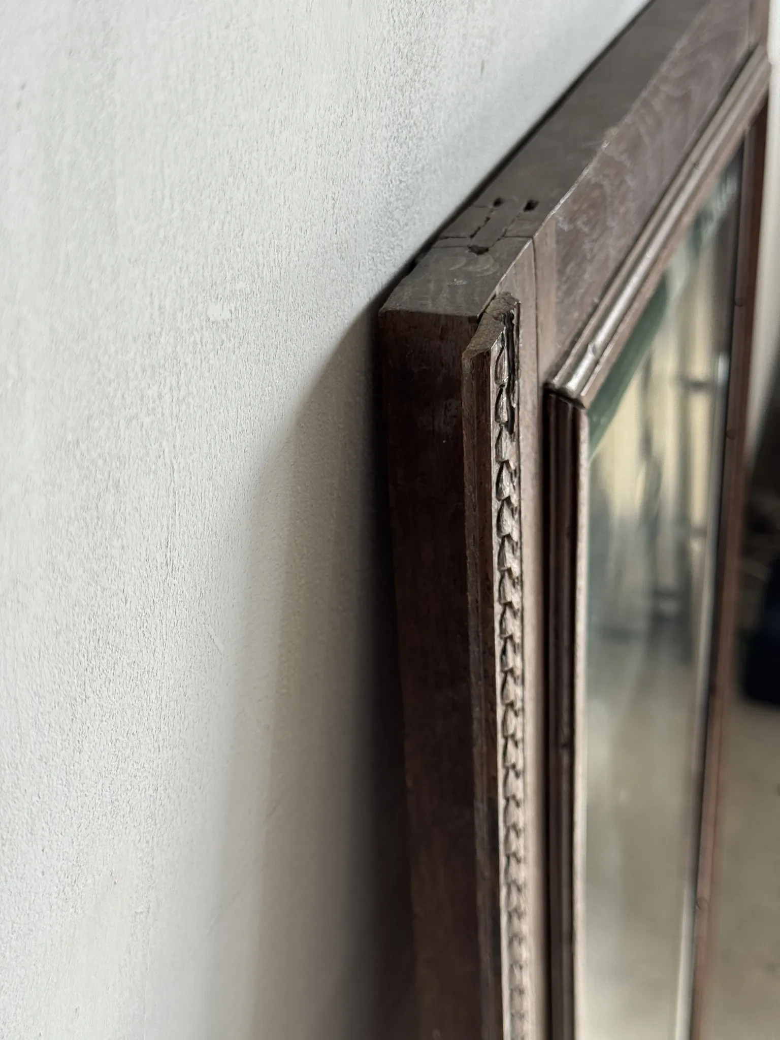 Antique mirror (right) oak wardrobe door with bevelled glass and