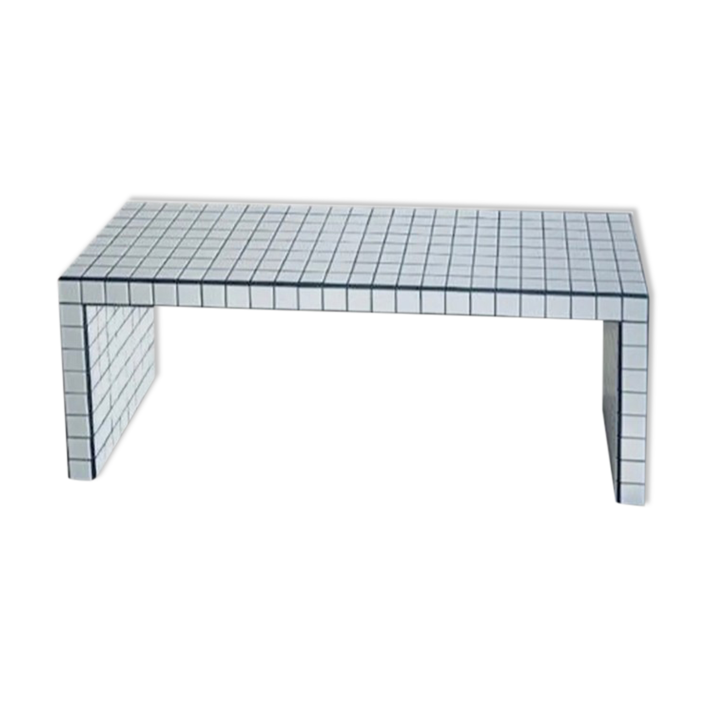 White ceramic mosaic tile coffee table