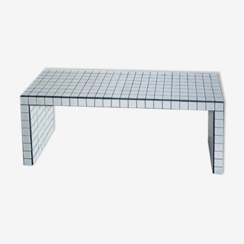 White ceramic mosaic tile coffee table