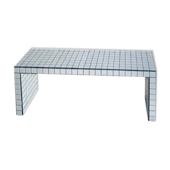 White ceramic mosaic tile coffee table
