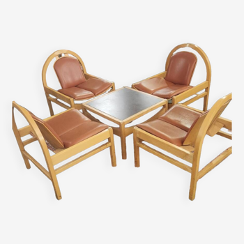 Salon baumann modèle Argos 4 fauteuils et la table