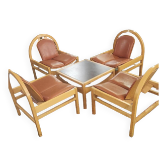 Salon baumann modèle Argos 4 fauteuils et la table