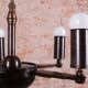 Cubist Chandelier in Brass and Bronze, Czech, 1910s